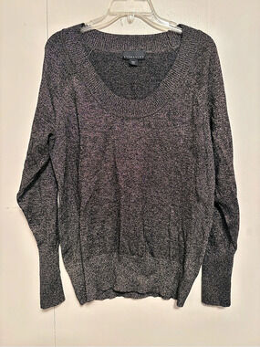 Attention Metallic Scoop Neck Sweater XL Like New